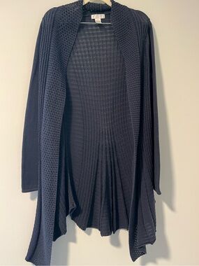 KENAR Navy Open-Front Knit Cardigan Sweater